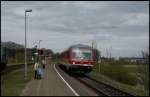 928 685-7 fhrt am 20.04.2008 als RB nach Lneburg in den Bahnhof von Lauenburg ein.