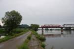 Ein 628 am 08.06.2008 auf der Donaubrcke kurz vor Bogen. Im Hintergrund ist der Bogenberg mit seiner Kirche zu sehen.