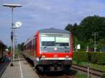 Der 628 589 am 08.08.2008 bei der Einfahrt auf Gleis 2 in Pfarrkirchen 