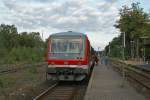 628/928 597-4 wartet am 21.09.2008 als RB nach Uelzen im IC-Bahnhof Munster(Oertze) auf die Abfahrt.