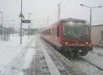 Hier 928 641 als RE3 von Prenzlau nach Angermnde, bei der Einfahrt am 27.1.2010 in Angermnde.