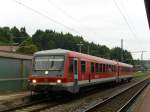 628 248 steht am 7. Septembet 2010 zur Fahrt nach Lichtenfels auf Gleis 4 in Kronach bereit.