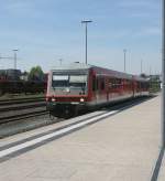 Steuerwagen vorraus verlsst 628 415 am 06.05.2011 den Hofer Hauptbahnhof mit Ziel Selb Stadt.