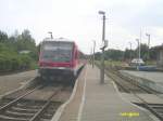 628598 ist soeben mit einer RB von Lutherstadt Wittenberg in Bad Schmiedeberg angekommen. Der Zug endet hier und wird nach einem kurzen Aufenthalt zurck nach Lutherstadt Wittenberg fahren.