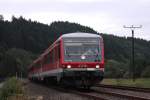 Der luxemburger 928/628 506 ist am 14.09.2010 gekuppelt mit dem deutschen 628/928 490, als RB12844, unterwegs vor Mrlenbach.