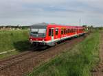 Der 628 612 als RB nach Mhldorf am 11.05.2012 bei der Ausfahrt aus Tling.