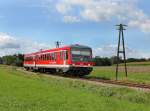 Der 628 629 als RB nach Passau am 26.08.2012 unterwegs bei Hrbering.