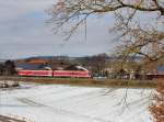 Ein 628 als RB nach Passau am 09.02.2013 unterwegs bei Schwaibach.