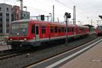 Ausfahrt von 629 002 am 22.05.2013 um 16:17 Uhr als RB 13560 aus dem Startbahnhof Worms um ber Pfeddersheim, dem einzigseten Zwischbahnhof, nach Monsheim zufahren.