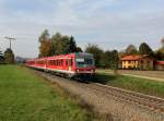 Der 628 629 als RE nach Mhldorf am 20.10.2013 unterwegs bei Dorfen.