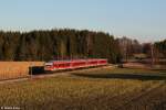 628 577 und 628 626 am 30.12.2013 bei Erdweg an der Strecke Dachau ဓ Altomünster.