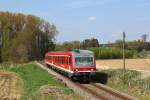 628 433 am 12.04.2014 bei Schwabhausen. (Strecke Dachau - Altomünster).