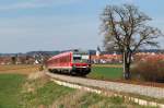 628 580 und 585 mit S-Bahn, A-Linie (29357) bei Markt Indersdorf (27.03.2014)