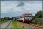 VT 71 der neg ist am 05.08.2014 als neg E14 bei Dagebüll Richtung Niebüll unterwegs. Der Zug der Baureihe 629 ist von der HLB übernommen worden.
