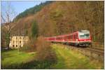 628 648 und ein weiterer 628 sind unterwegs im Kylltal bei Auw an der Kyll am 19. November 2011.