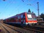 Der VT 628 344-4 als RegionalExpress von Ulm nach Crailsheim stand am 10.01.07 im Haltepunkt Hofen(b Aalen).