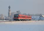 628 581 als RB nach Rosenheim am 02.01.2015 bei Heiligenstatt. 