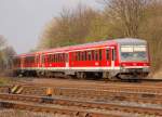 928 669 im Nachschuß beim verlassen von Grevenbroich.
Hier ist er als RB 38 am 13.4.2012 nach Neuss Hbf unterwegs.