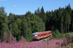 628 318-7/628 236-1 als RB 26927 (Titisee-Seebrugg) am Windgfällweiher 3.8.15