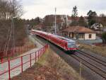 Zwei 628 fuhren am 02.02.16 von Mühldorf nach Chemnitz, hier zu sehen in Jößnitz. 