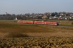 Am späten Nachmittag des 07. März 2014 konnte diese Aufnahme an der Ludwig-Thoma-Bahn angefertigt werden. Eine Doppel-Garnitur 628.4 passiert die Ortschaft Kleinberghofen.