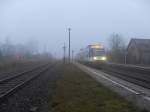 HEX 640 124 mit einer Leistung von Bernburg Hbf nach Halle(Saale) am 15.11.2011 in Bernburg-Friedenshall.