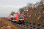 641 025 DB Regio bei Burgkunstadt am 04.12.2015.