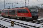 642 552-3 fährt am 3.2.2018 als RB11 (RB13115) von Wismar nach Tessin aus dem Rostocker Hauptbahnhof aus.