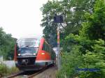 642 161-4 verlsst am 26.06.2007 den Bahnhof Glashtte (Sachs) als RB 27692 nach Heidenau.
