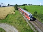 Eine 642 - Doppeltraktion verlsst Buchloe am 24.7.2008 in Richtung Kempten