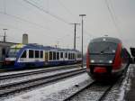  Der 648 718 der BRB am 07.01.2009 bei einer Rangierfahrt und der 642 711 wartet auf Ausfahrt in Augsburg Hbf. 