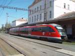 642 701 in HBf. Chomutov in 28.4.2012. Der Zug ber den Erzgebirgskamm von Chomutov=Komotau nach Chemnitz. 