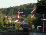 Am 04.06.15 verlässt ein DB Regio 642 Stockheim Bhf 