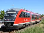 Am 6.6.2014 stand der 642 552 von DB Regio Nordost in Graal-Müritz mit der RB 12 zur Abfahrt nach Rövershagen bereit. 