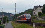 Am Abend des 12.06.16 fuhr ein Desiro der DB durch Stadt Wehlen nach Dresden. An Wochenenden verkehrt dieser Zug von Litomerice Mesto als Direktverbindung nach Dresden. 