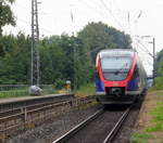 Ein Nachschuss von der Euregiobahn (RB20) kommt aus Langerwehe nach Alsdorf  und hält in Kohlscheid und fährt in Richtung Herzogenrath. 
Aufgenommen von Bahnsteig 1 in Kohlscheid. 
Bei Sommerwetter am Nachmittag vom 4.7.2018.