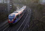 Zwei Euregiobahn (RB20) kommen aus Düren-Stolberg-Altstadt nach Alsdorf-Stolberg-Rheinland(Hbf) und kammen aus Richtung Aachen-Hbf und fahren in Richtung Aachen-Schanz Aachen-West,Laurensberg,Richterich,Kohlscheid,Herzogenrath.
Aufgenommen von einer Brücke von der Weberstraße in Aachen. 
Am Morgen vom 18.12.2018.