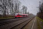 Talent 643 544 der DB Regio fährt am 06.02.2021 als Tfzf durch Mersch (Westfalen) 