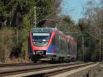 Ein Talent-Doppel der Euregiobahn (RB20) am 26.03.2012 auf der KBS 485 in Laurensberg aus Herzogenrath kommend auf dem Weg nach Aachen Hbf.