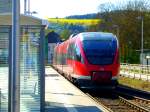 Deutschland, Rheinland-Pfalz, Kusel, der Dieseltriebwagen 643 016 wartet in Kusel um als RB 12881 in Richtung Landstuhl auf der KBS 671 um 16:19 abzufahren. 17.04.2014