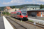 643 017 im französischen Grenzbahnhof Wissembourg.
Aufgenommen am 3. Juli 2014.