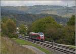 Bahn am Hochrhein. Für den Nahverkehr werden mittlerweile vorwiegend die Problembären 644 eingesetzt, deren Hitzeverträglichkeit wird im Sommer immer auf eine härteste Probe gestellt, häufig mit ungünstigem Ausgang. Auch von der Beschleunigung können sie mit ihren weiter eingesetzten Vorgängern 641 nicht mithalten. Hier 644 036 in Schwörstadt mit dem  Hotzenwald im Hintergrund. Oktober 2017.