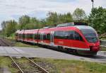 Nachschuß auf den Holzheim verlassenden 644 027 der als RB38 nach Köln Deutz Messe unterwegs ist. 26.4.2015