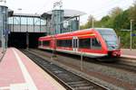 Nachschuss auf 646 206-9 (Stadler GTW) der Kurhessenbahn (DB Regio) als RB 23110 (RB39) von Bad Wildungen nach Kassel Hbf, der im Bahnhof Kassel-Wilhelmshöhe einfährt.