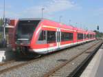 Hier 646 017-4 und 646 027-3 als RE6 nach Wittenberge, bei der Einfahrt am 19.8.2009 in Neuruppin West.