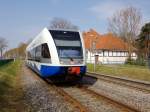 Einfahrt UBB 29417 (Strahlsund - Swinoujscie Centrum)  mit 646 126-2 und 646 105-6 in den Bahnhof  Trassenheide auf der Insel Usedom  am 21.