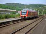 648 611-2 erreicht soeben mit dem RE 57 nach Dortmund den Bahnhof in Arnsberg. (aufgenommen am 20.05.08)