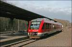 Am Morgen des 15.03.2008 erreicht ein 648er als RB54 (RB 29411)  Hnnetalbahn  von Unna komment pnktlich den  Geisterbahnhof  Menden(Sauerland).