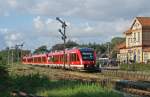 2 LINTe fahren am 29.08.2008 als RB nach Kiel Hbf aus dem Bahnhof von Sderbrarup aus.