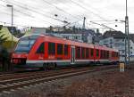 648 205/005 ein LINT 41 der DreiLnderBahn hat als RB 95 (Au – Betzdorf – Siegen-Dillenburg) am 10.12.2011 den Bahnhof Betzdorf/Sieg verlassen und fhrt weiter in Richtung Siegen und Dillenburg.